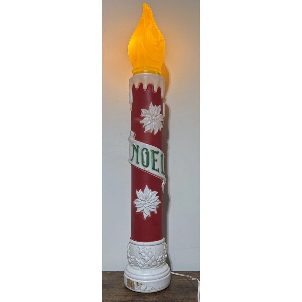 Empire Lighted Plastics Blow Mold VTG 38" Carolina NOEL Candlestick Christmas